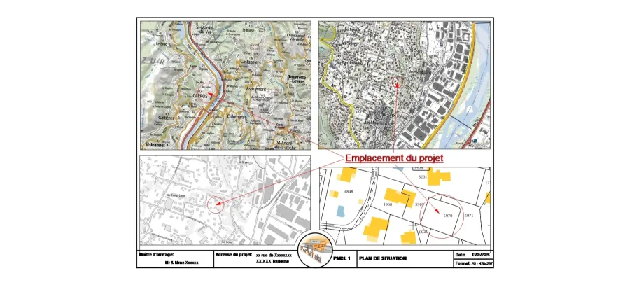 Exemple de plan de situation pour un dossier de permis de construire